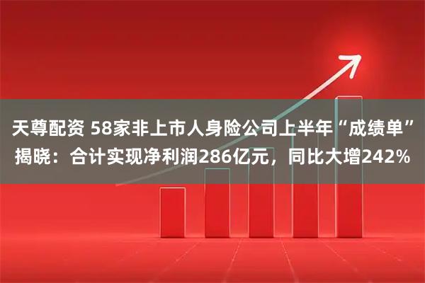 天尊配资 58家非上市人身险公司上半年“成绩单”揭晓：合计实现净利润286亿元，同比大增242%