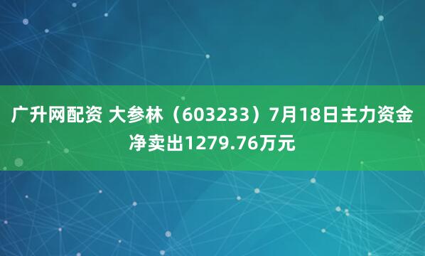 广升网配资 大参林（603233）7月18日主力资金净卖出1279.76万元