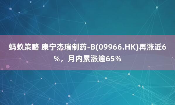 蚂蚁策略 康宁杰瑞制药-B(09966.HK)再涨近6%，月内累涨逾65%